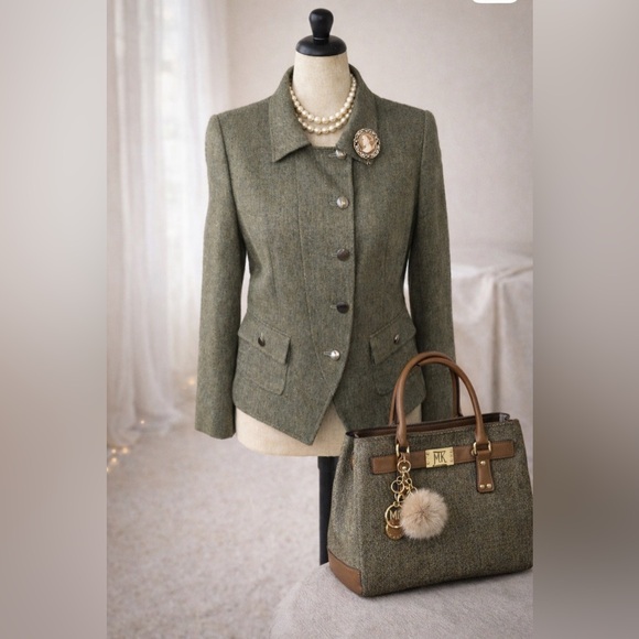 Kasper Jackets & Blazers - Kasper Greenish Wool Blend Blazer/Jacket